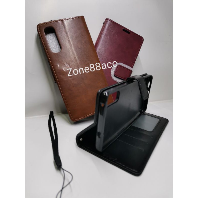 Oppo Reno 3 Pro Leather Case Flip Cover Casing Sarung Dompet Wallet Kulit Soft