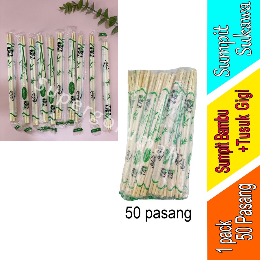 Sumpit Sukawa - Sumpit Bambu+Tusuk Gigi - Sumpit - 1pack 50 Pasang