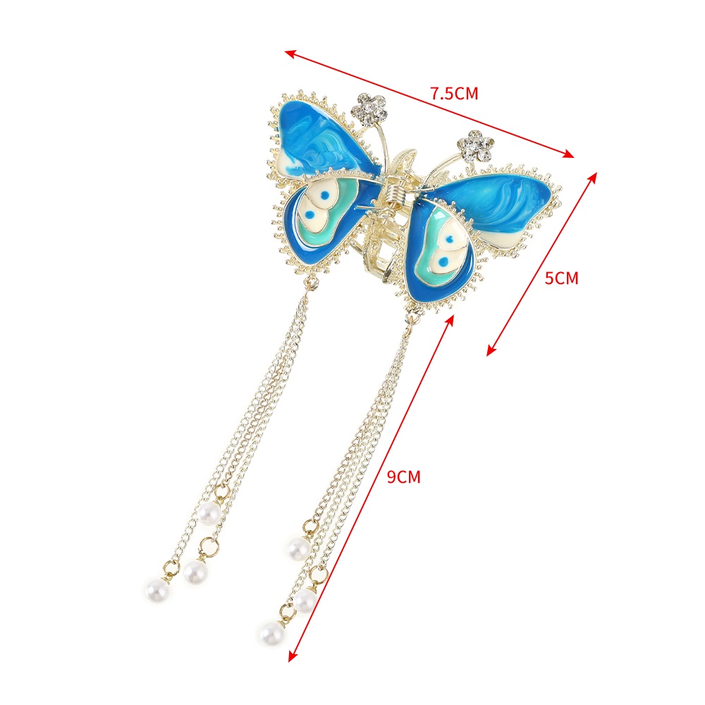 Jepit Rambut Model Butterfly Aksen Mutiara Dan Berlian Imitasi Gaya Korea Untuk Wanita