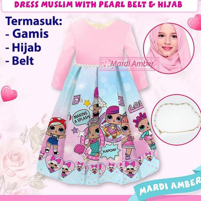 Baju Lebaran Gamis Anak Kekinian LOL SURPRISE SOFT PINK TEENAGER