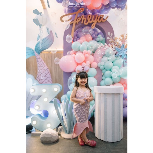 Mermaid Dress Freya Purple x Baby Pink (Ekor Bridal)