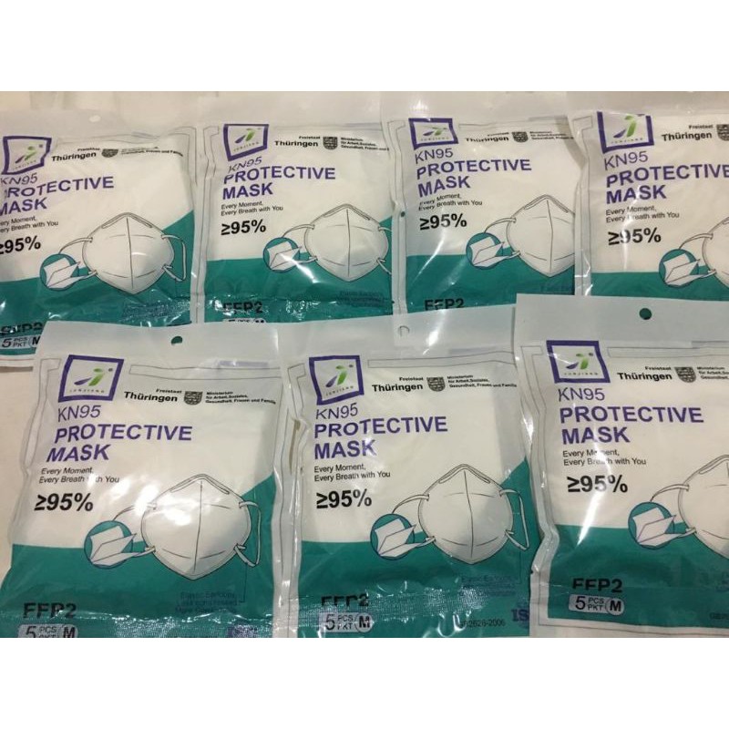 Masker KN95 5ply protection , pack isi 5 pcs EKSPOR JERMAN LOLOS FFP2 (standarisasi Eropa) N95 KN95