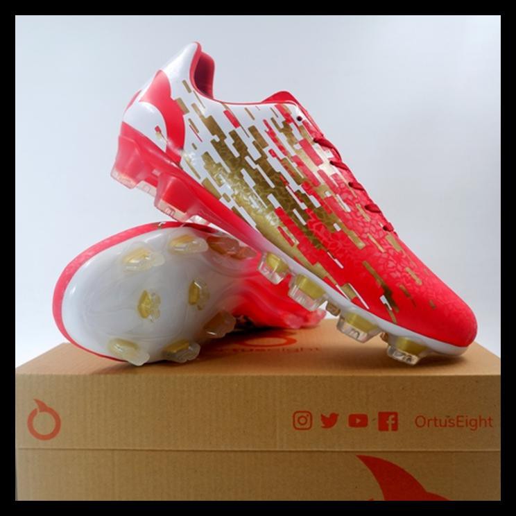 DISKON Sepatu Bola OrtusEight Blizzard FG SE Red Gold White 11010084 Ori