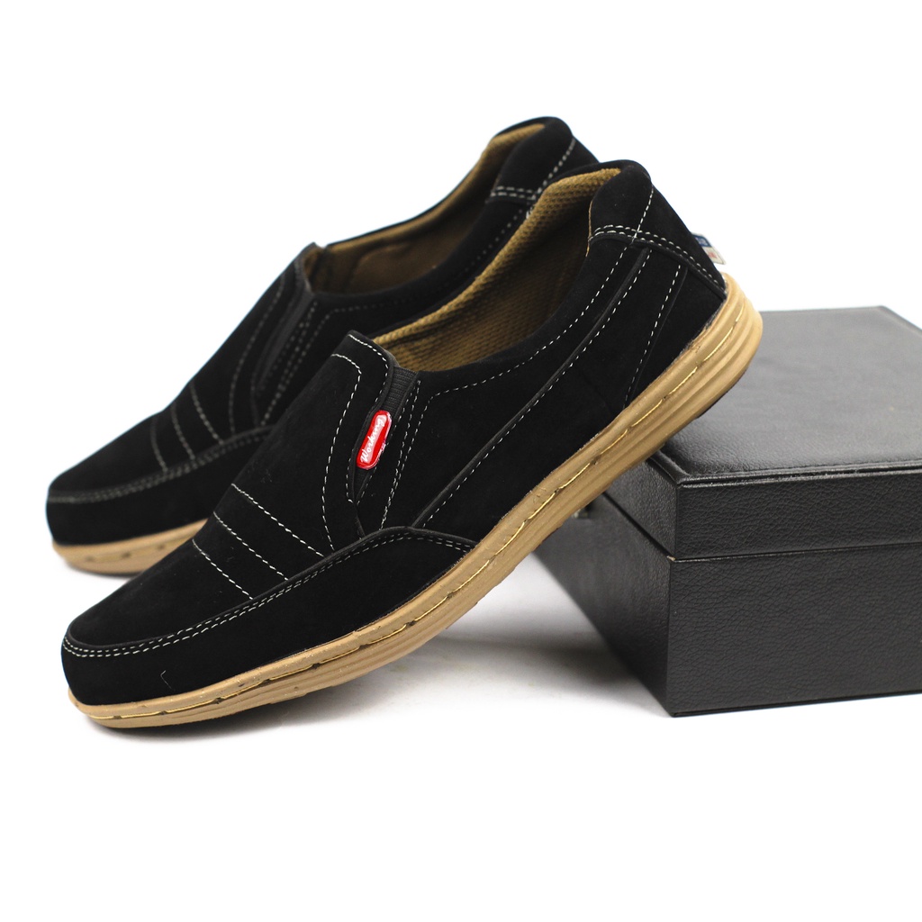 SEPATU KASUAL PRIA KERJA WORKING J-06 MODEL SLIP ON SEPATU TANPA TALI SIMPLE SANTAI