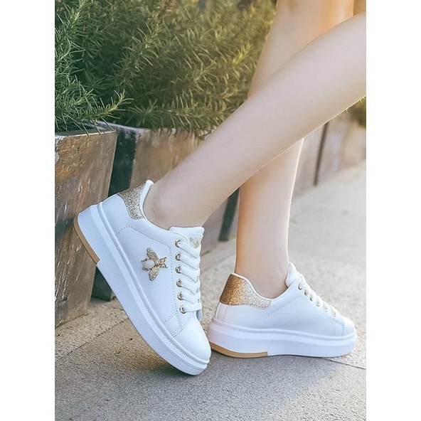 SEPATU WANITA CASUAL WHITE LBH GLITER