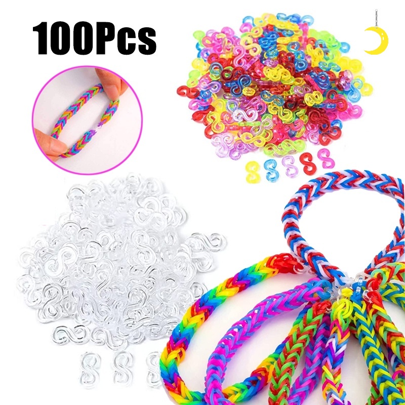 100pcs Klip Kait Bentuk S Bahan Plastik Akrilik Warna-Warni Untuk Aksesoris Perhiasan Gelang Kalung