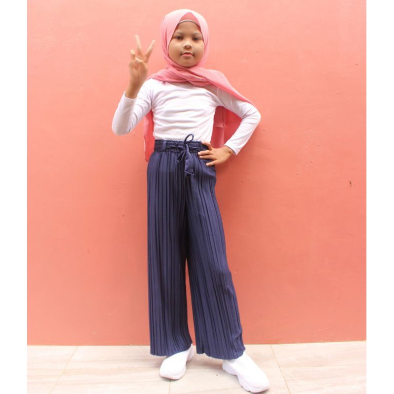 Celana Plisket Anak Kulot Perempuan Tanggung  Import Premium