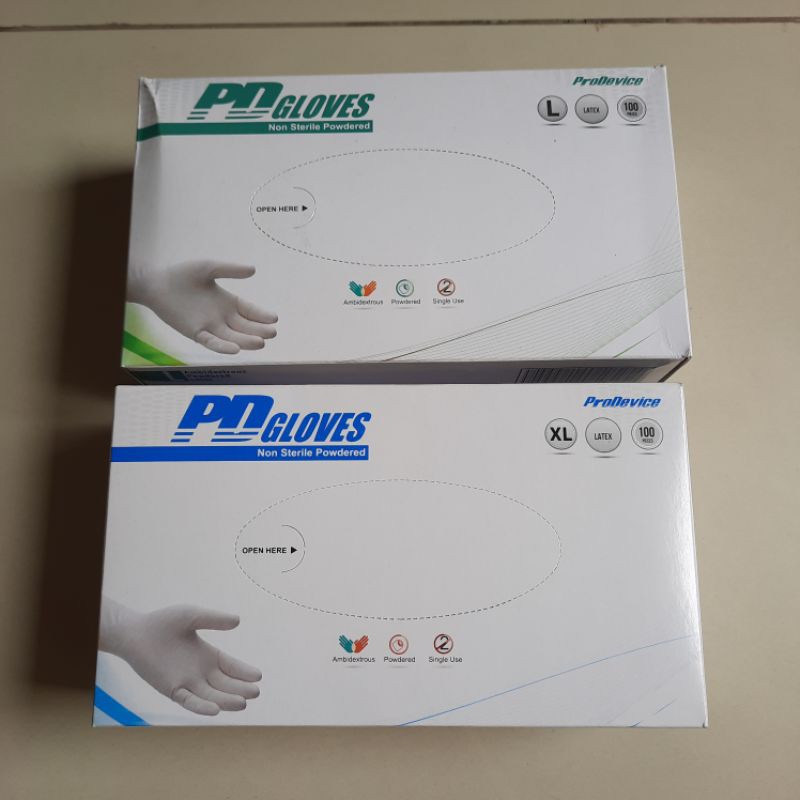 Sarung Tangan lateks PD Gloves 100pcs size L