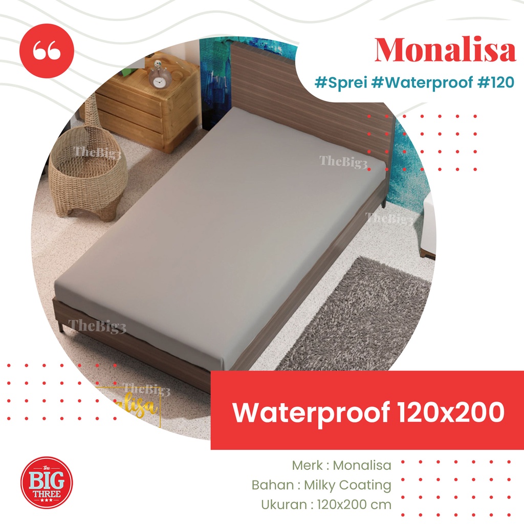 Sprei Waterproof 120x200 MONALISA - anti ompol air water proof polos - 120 Single Size - SP