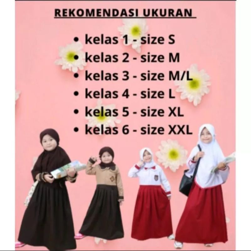 SERAGAM SEKOLAH SD / SETELAN SERAGAM SEKOLAH SD PEREMPUAN / SERAGAM PRAMUKA SD PEREMPUAN / SEGARAM SD MODEL GAMIS PEREMPUAN