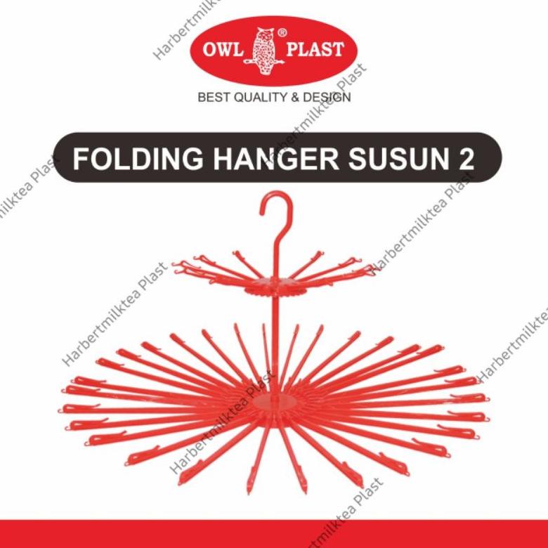 FOLDING HANGER 30 STIK SUSUN 2 OWL PLAST/GANTUNGAN BAJU BAYI PLASTIK/FOLDING HANGER 24 STIK SUSUN 2 