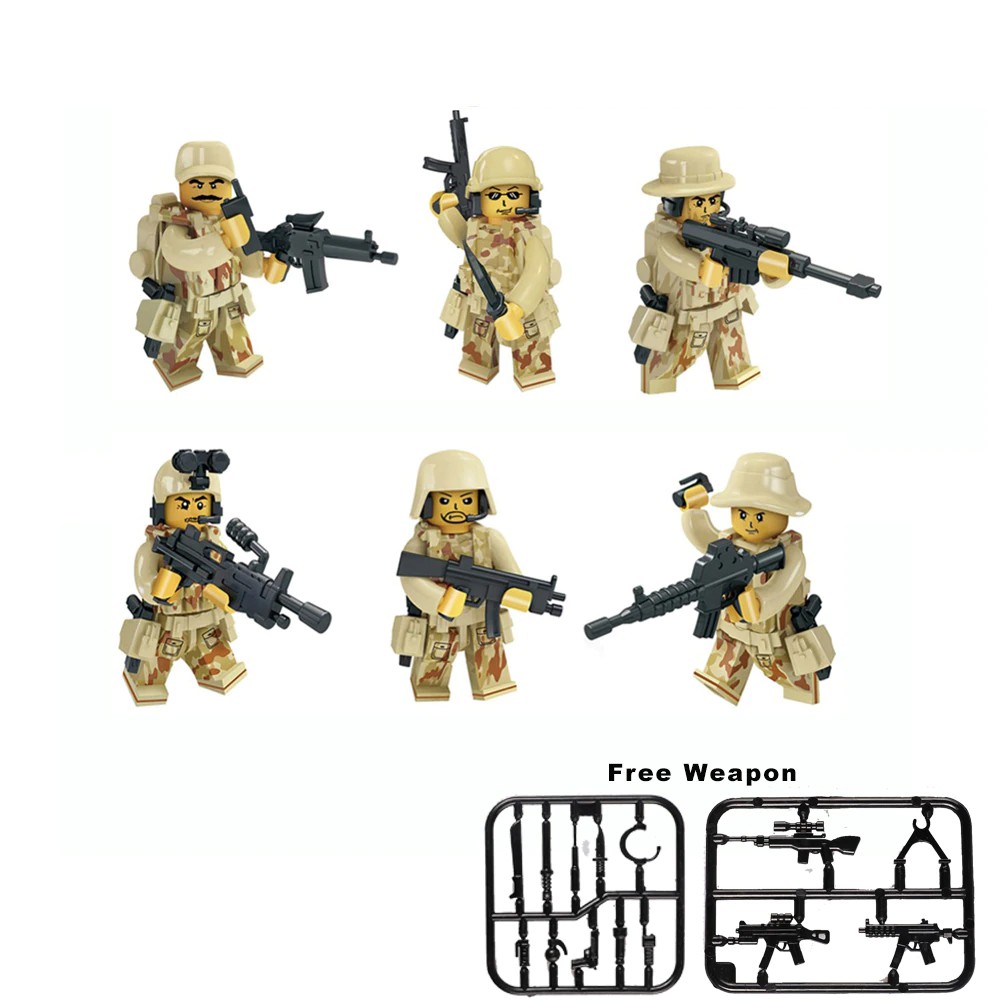 Mainan Lego 6pcs/Set Military Figures Special Forces Building Blocks City CS Commando WW2 Army