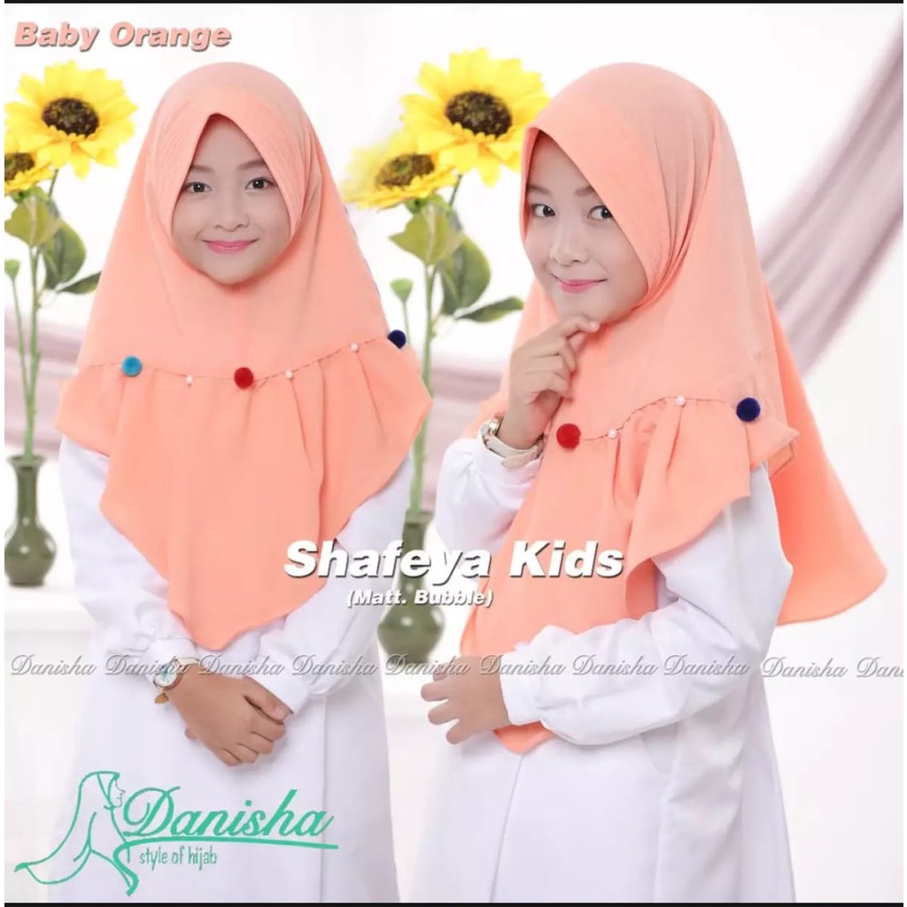 Jilbab Anak Rempel Renda Pompom Usia 3-7 Tahun Bahan Jersey Terbaru Termurah / Alody's Collection