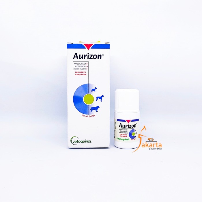 Obat Anjing - Aurizon Ear Drop 10 Ml - Obat Tetes Telinga Antibiotik Anjing,