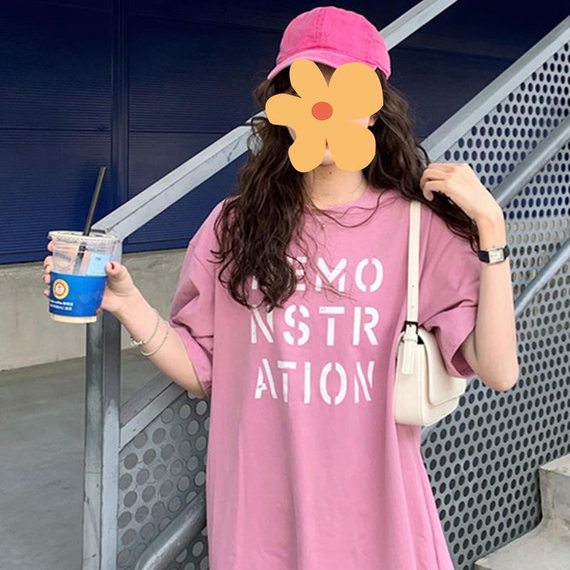 Oversize Tee Tshirt Wanita Model Longgar Motif Tulisan DEMO