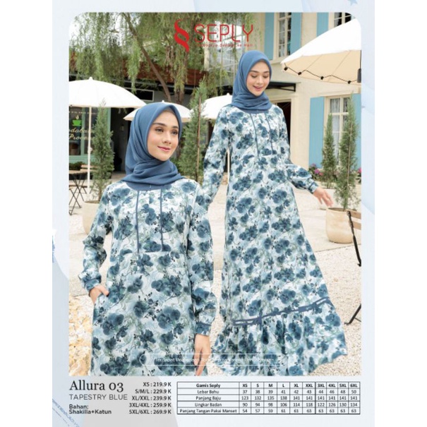 GAMIS MOTIF SEPLY ALLURA 03 BEETLEBGREEN DAN TAPESTRY BLUE ALURA 03