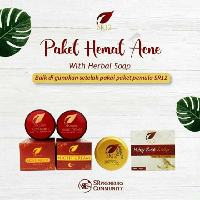 SR12 PAKET HEMAT ACNE MOIST CREAM PENGHILANG JERAWAT KOSMETIK PEMUTIH WAJAH PENCERAH BPOM ARBUTIN