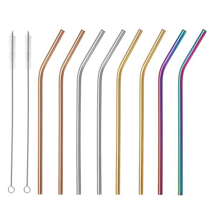 Sedotan Stainless Steel Straw Ramah Lingkungan Lengkung Kuat