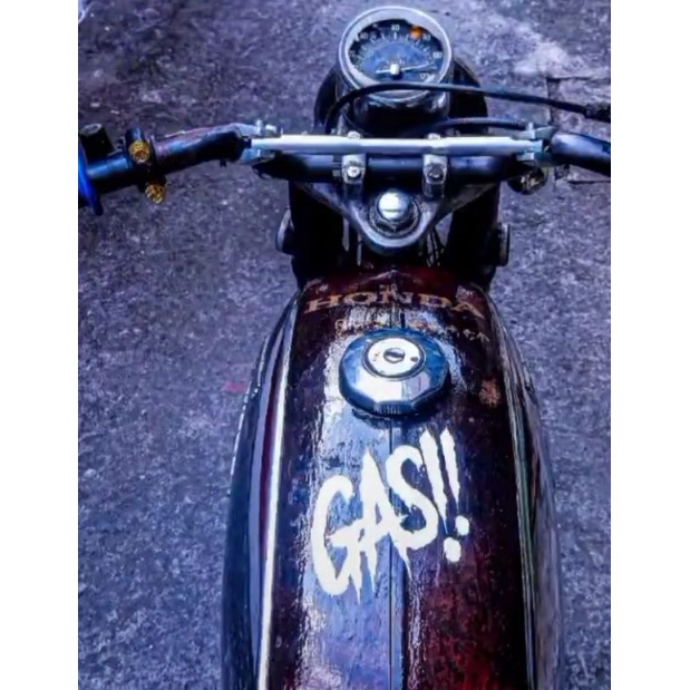 Sticker GAS!! sticker cutting gas sticker gass tangki cb gl mp tiger ukuran panjang 12cm tinggi 7cm