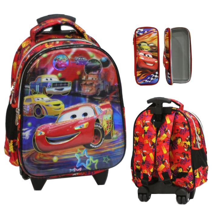"Tas Trolley TK Import Cars McQueen 5D Timbul Kotak Pensil 5D Timbul"