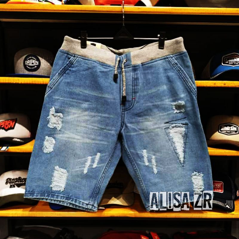 Celana Pendek Pria Kolor Jeans robek rippedjeans kekinian