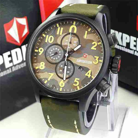 jam tangan pria expedition 6678 original tali kulit