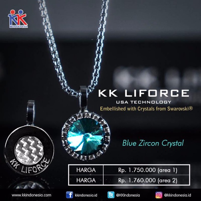 KK LIFORCE Blue Zircon Crystal limited edition kalung kesehatan KK