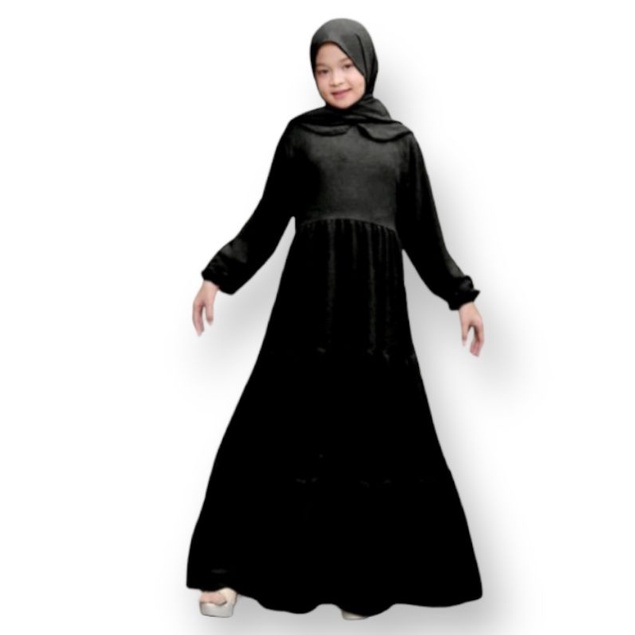 GAMIS ANAK REMAJA SYARI POLOS CHACA - Hitam NEW ARRIVAL  HOME DRESS ANAK BAHAN RAYON SIZE 2-8 TH BY 