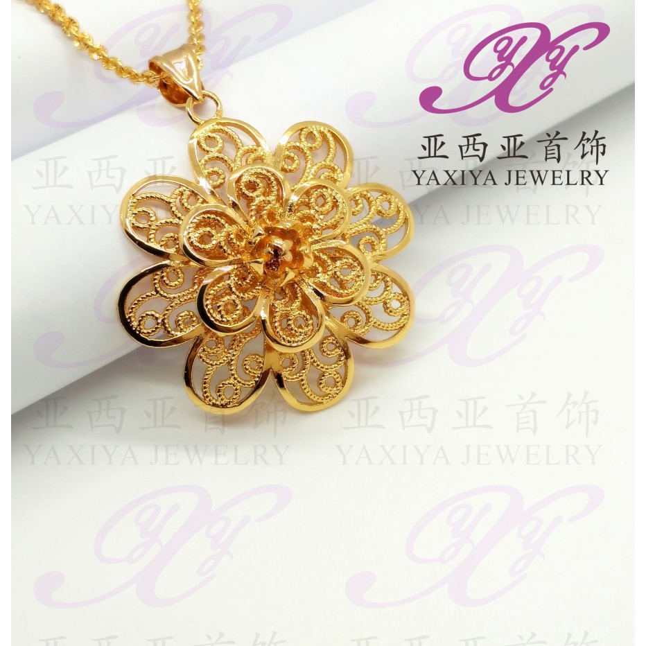 LIONTIN BESAR HIJAB / KALUNG PANJANG PERHIASAN XUPING LAPIS EMAS