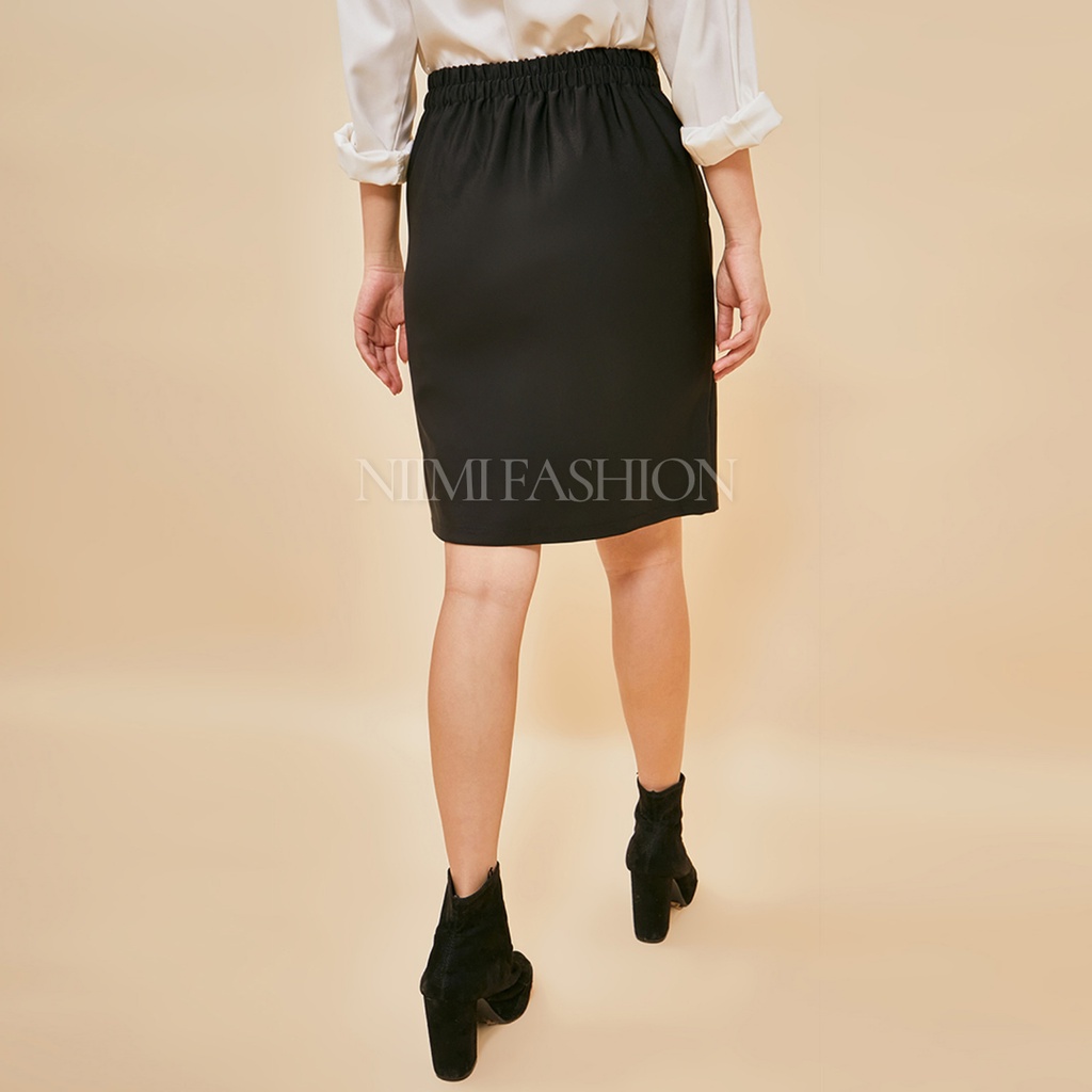 NIMI - 766 Rok Midi Skirt Korea Rok Mini Span Pendek Scuba Rok Kerja Pendek Wanita