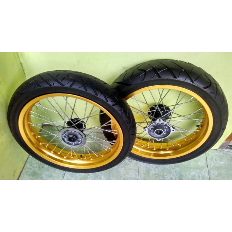 ban set roda set velg set supermoto klx dan klx dtracker 300/350 gold
