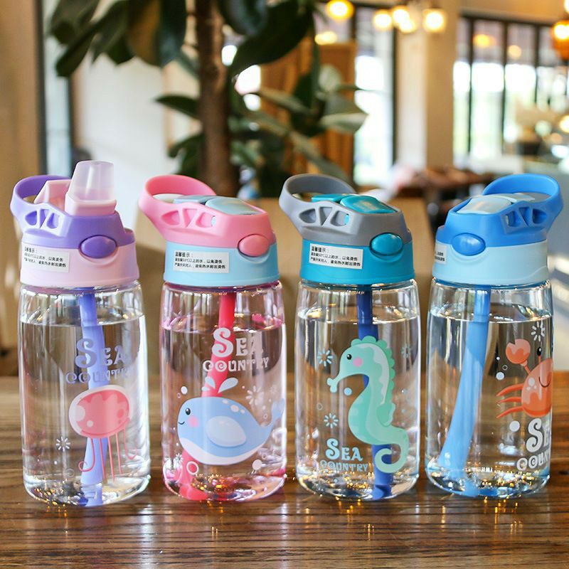 Botol Minum Anak Sedotan Anti Tumpah Motif Animal Sea Country 480ml BPA Free