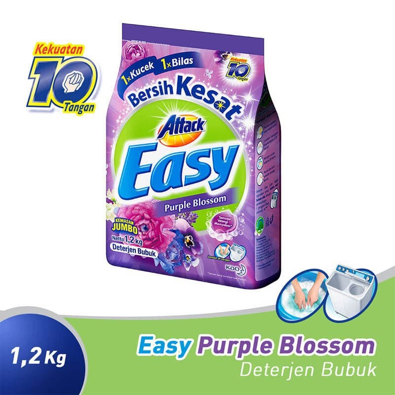ATTACK Easy Purple Blossom Deterjen Bubuk 1,2 Kg