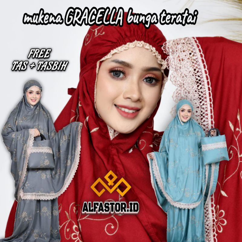 MUKENA DEWASA GRACELLA JUMBO MOTIF MEWAH BORDIR TERATAI