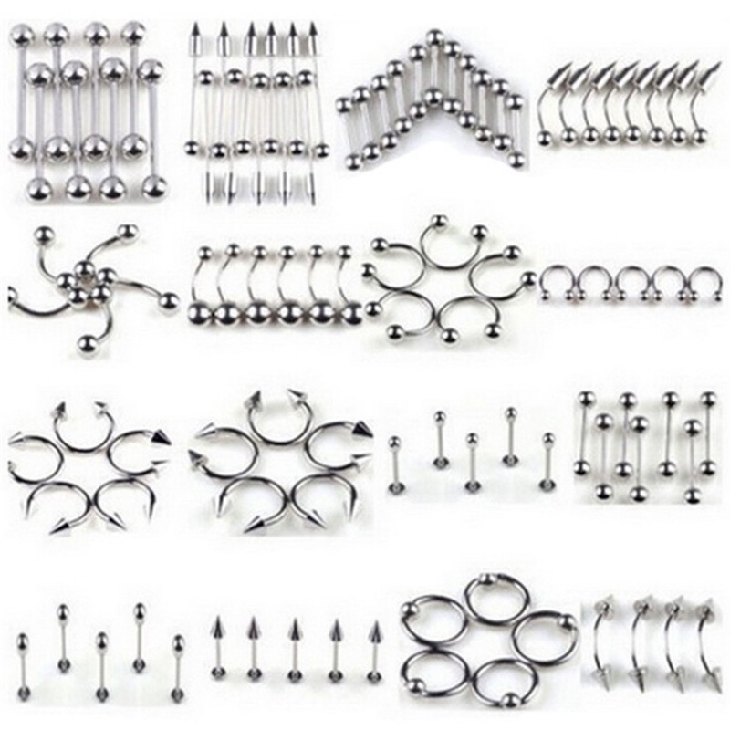 60 / 85pcs Anting Tindik Perut / Hidung Bahan Stainless Steel