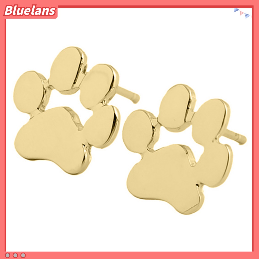 1 Pasang Anting Stud Bentuk Jejak Kaki Hewan Bahan Alloy Untuk Wanita