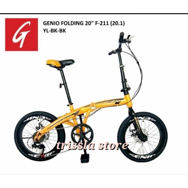 Sepeda Lipat STEEL 20" GENIO F 211 Rem Cakram 7 Speed.