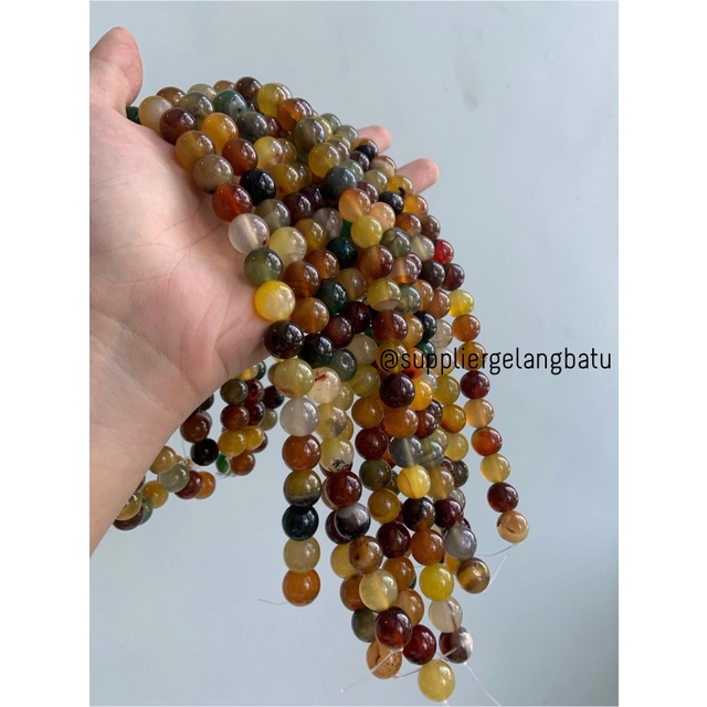 bahan manau madu 12mm kuning cokelat hijau natural renceng batu alam