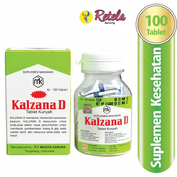 Kalzana D Tablet Kunyah Suplemen Kesehatan - Isi 100 Tablet