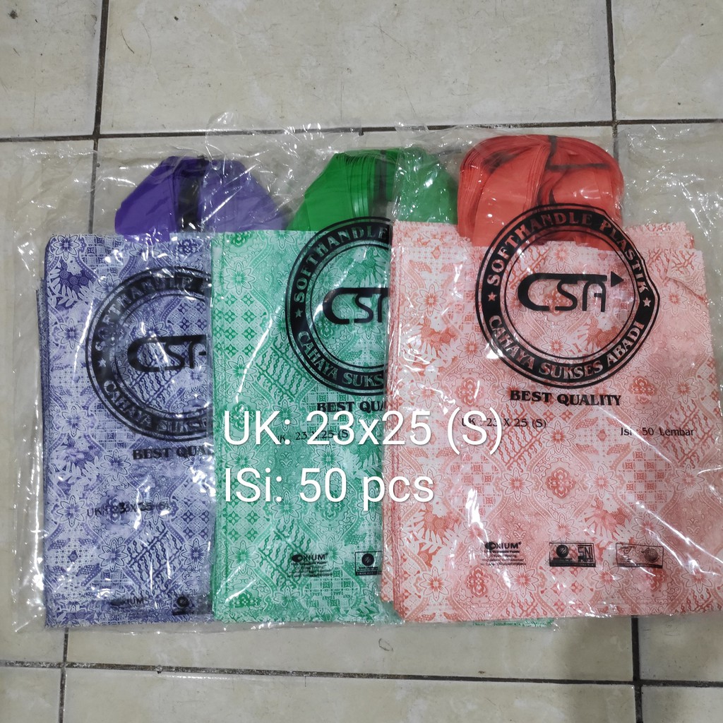 Softhandle uk 22x25 - kantong Plastik Softhandle - plastik Baju - Plastik Souvenir