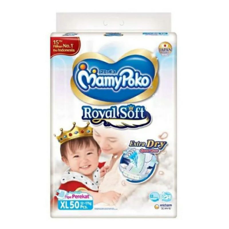 ❤ jselectiv ❤ Popok Bayi MAMYPOKO ROYAL SOFT Perekat XL50