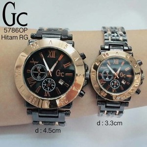 JAM TANGAN COUPLE GC/GUESS RANTAI PREMIUM BLACK ROSE