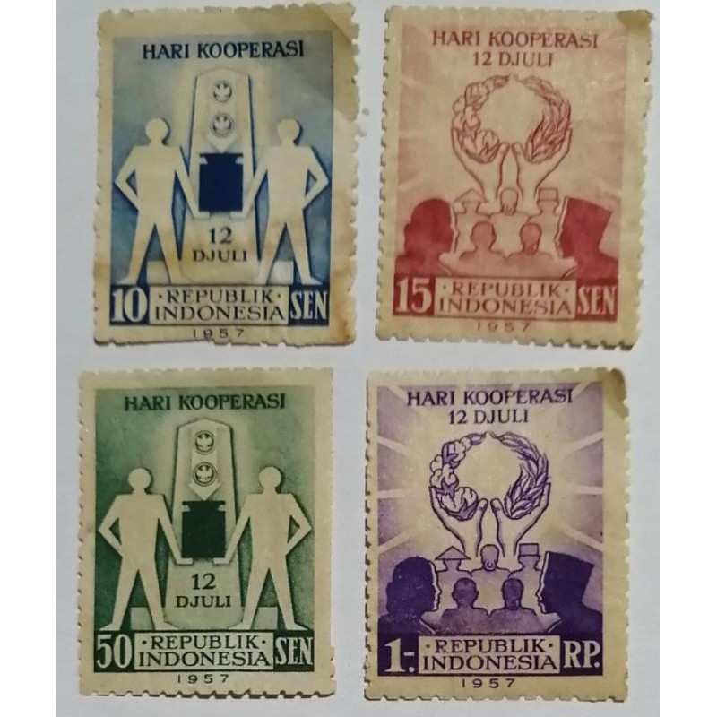 

Perangko antik Indonesia Hari Kooperasi tahun 1957 set 4 pcs