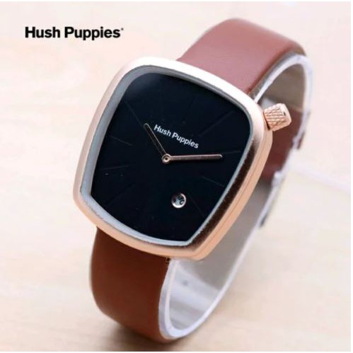 JAM TANGAN WANITA PRIA ANALOG HUSH PUPPIES FASHION SEGI KULIT TANGGAL GROSIR CASUAL COUPLE HP003