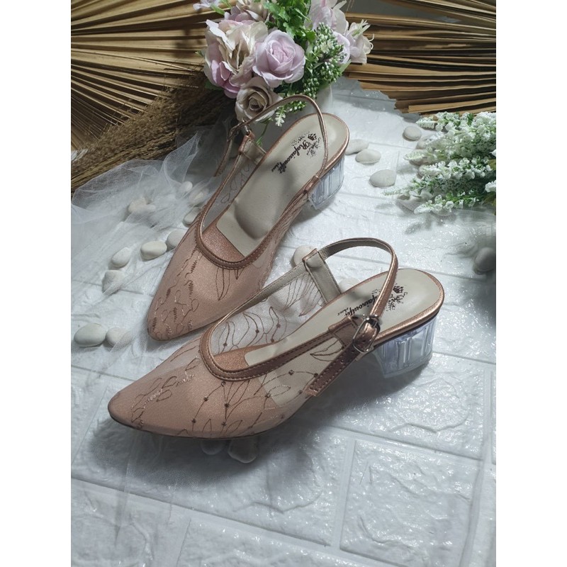 sepatu clarisaa brukat rosegold cantik dan mewah