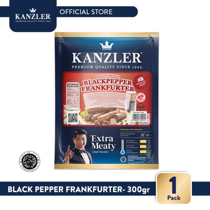 

1 Pack - Kanzler Sosis Beef Black Pepper Frankfurter 300gr - BARU