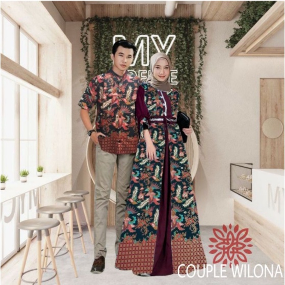 Baju Gamis Couple Batik Suami Istari Lebaran Terbaru 2022 Model Kekinian Trendy Mewah Elegant Edisi 