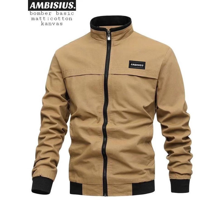 Jacket Bomber Pria Cream Coksu | Jaket Pria | Bomber Jaket Canvas Good Quality