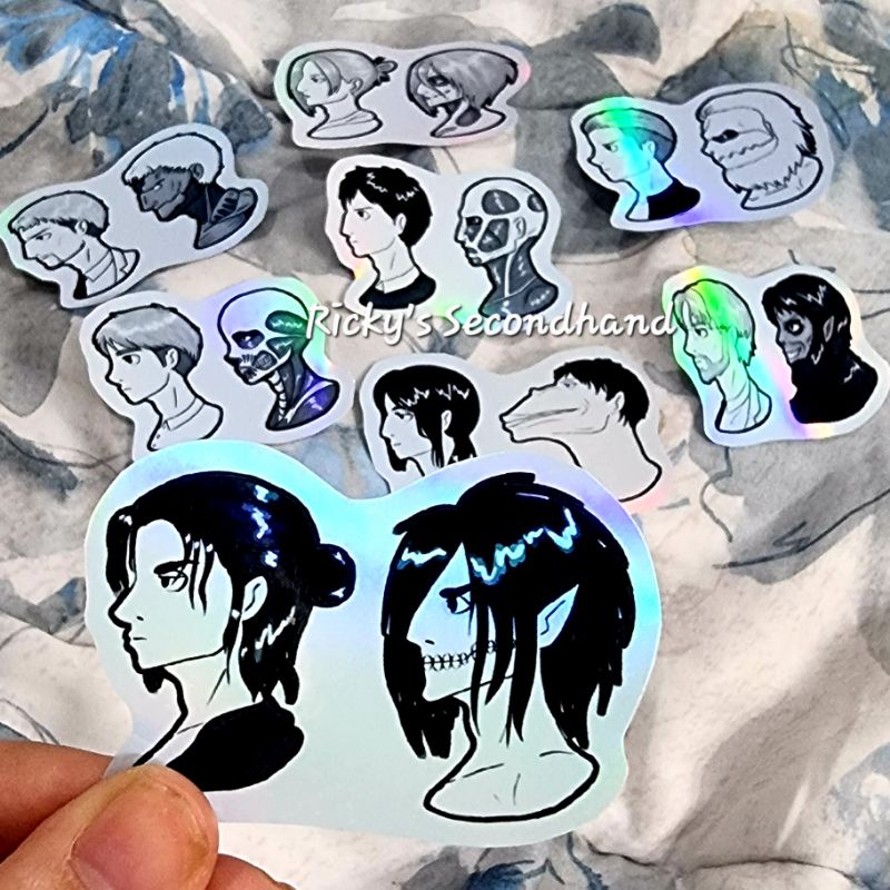 

17 pcs AoT Holo Hologram dan Transparent Sticker (1 set) Attack on Titan stiker transparan Waterproof Anti Air Shingeki no Kyojin SNK Vinyl Inkjet