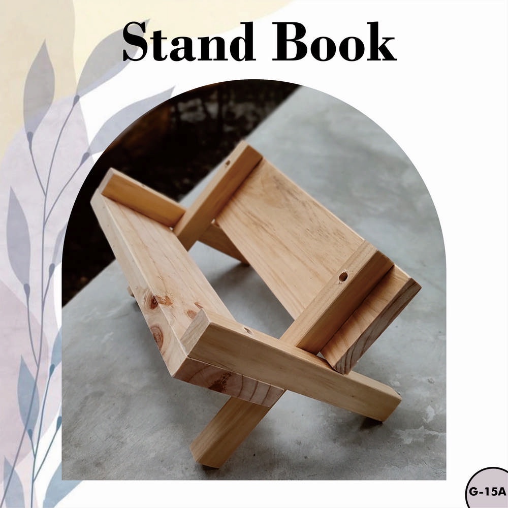 STAND PENYANGGA BUKU KAYU MODERN MINIMALIS / WOODEN STAND BOOK